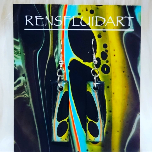 Long Fluid Art Resin Earrings